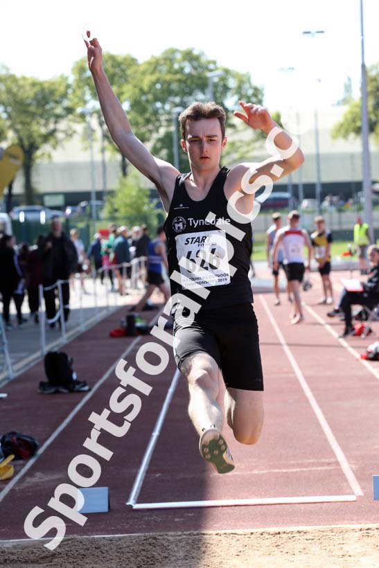 Mens under-20s long jump, 2019 North Eastern Track and Field Champs., Middlesbrough. Photo:  David T. Hewitson/Sports for All Pics